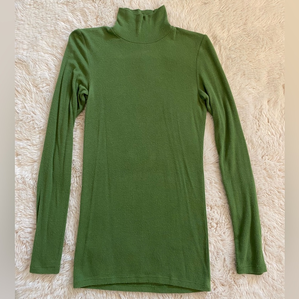 Wilfred Aritzia Green Fitted Long Sleeve turtleneck Tee